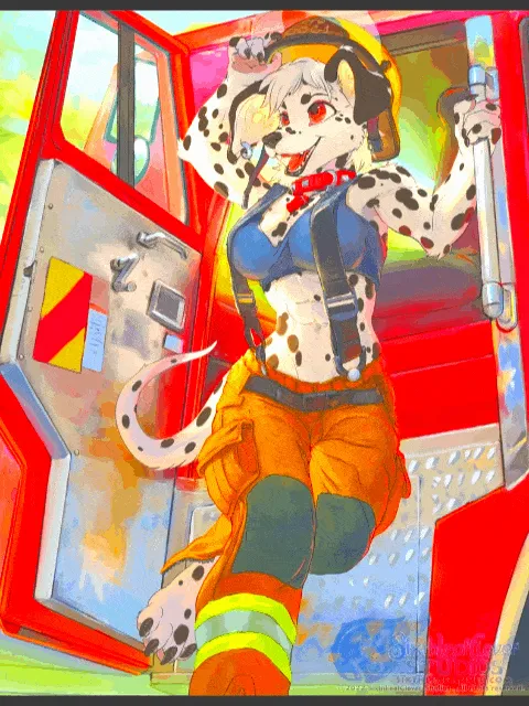 NSFW AI character - Shila A female dalmatian firefighter 's avatar